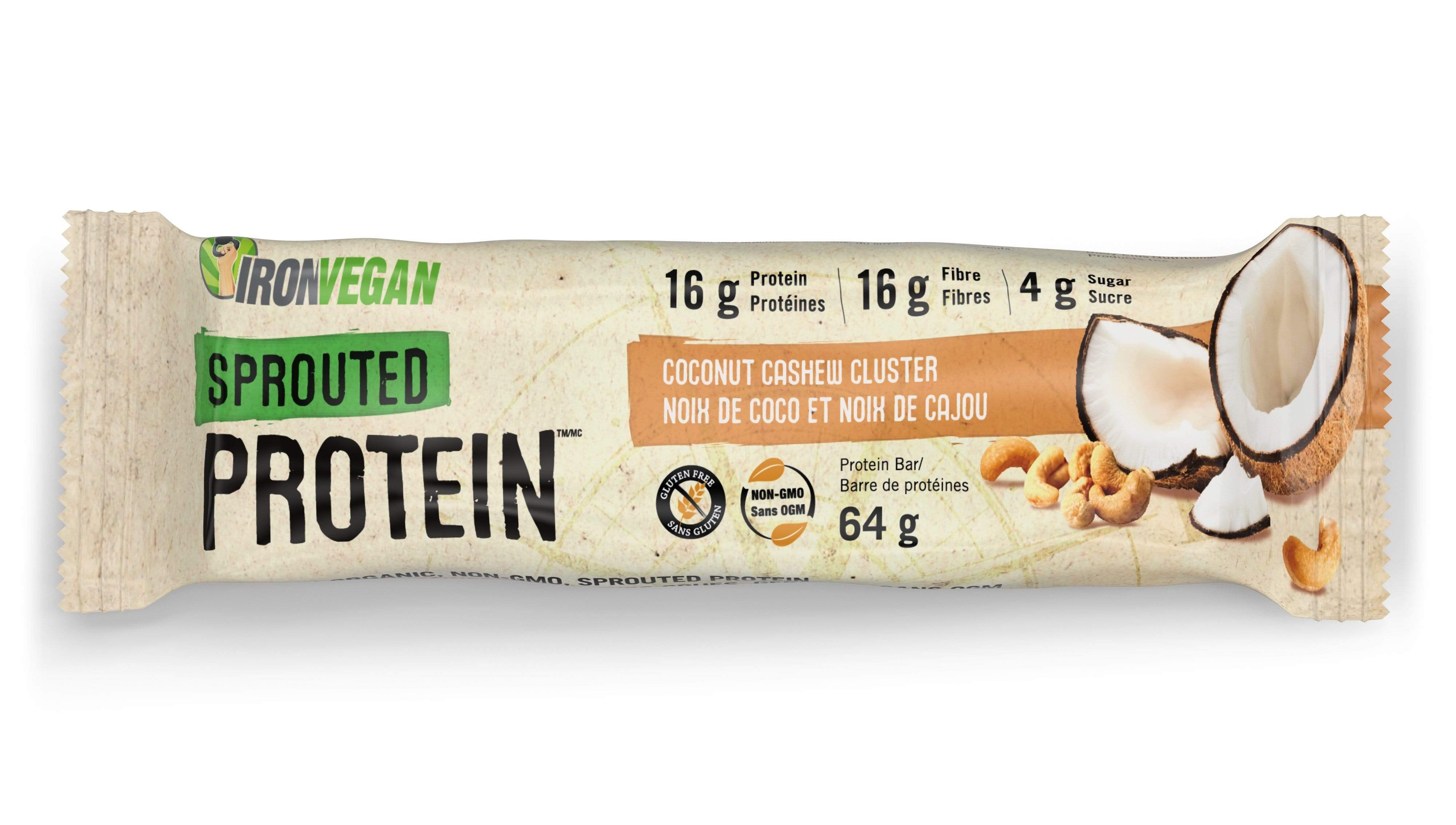 Iron Vegan Sprouted Protein Bar Coconut Cashew Cluster