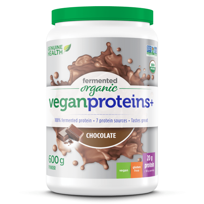 Genuine Health Fermented Organic Vegan Proteins+ Chocolate 600 g