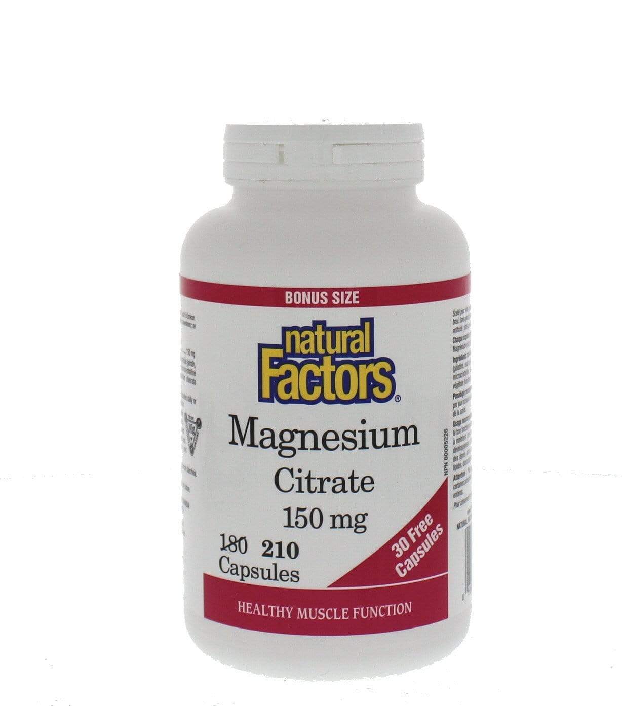 Natural Factors Magnesium Citrate150 mg Bonus Size 210 Capsules