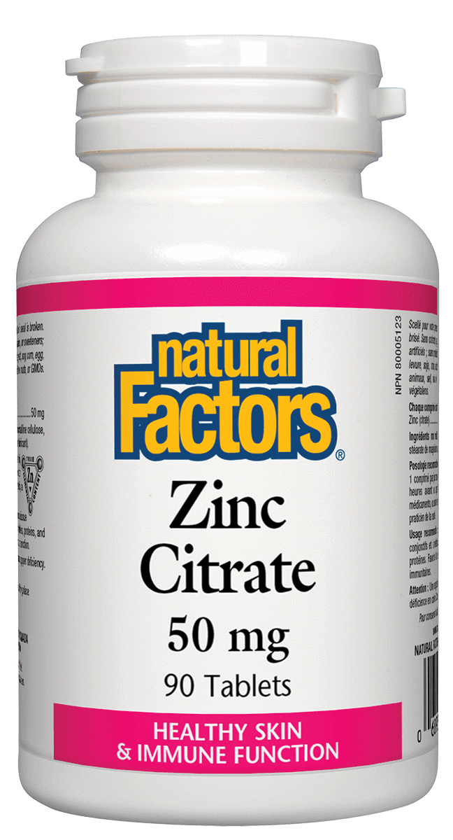 Natural Factors Zinc Citrate 50 mg 90 Tablets
