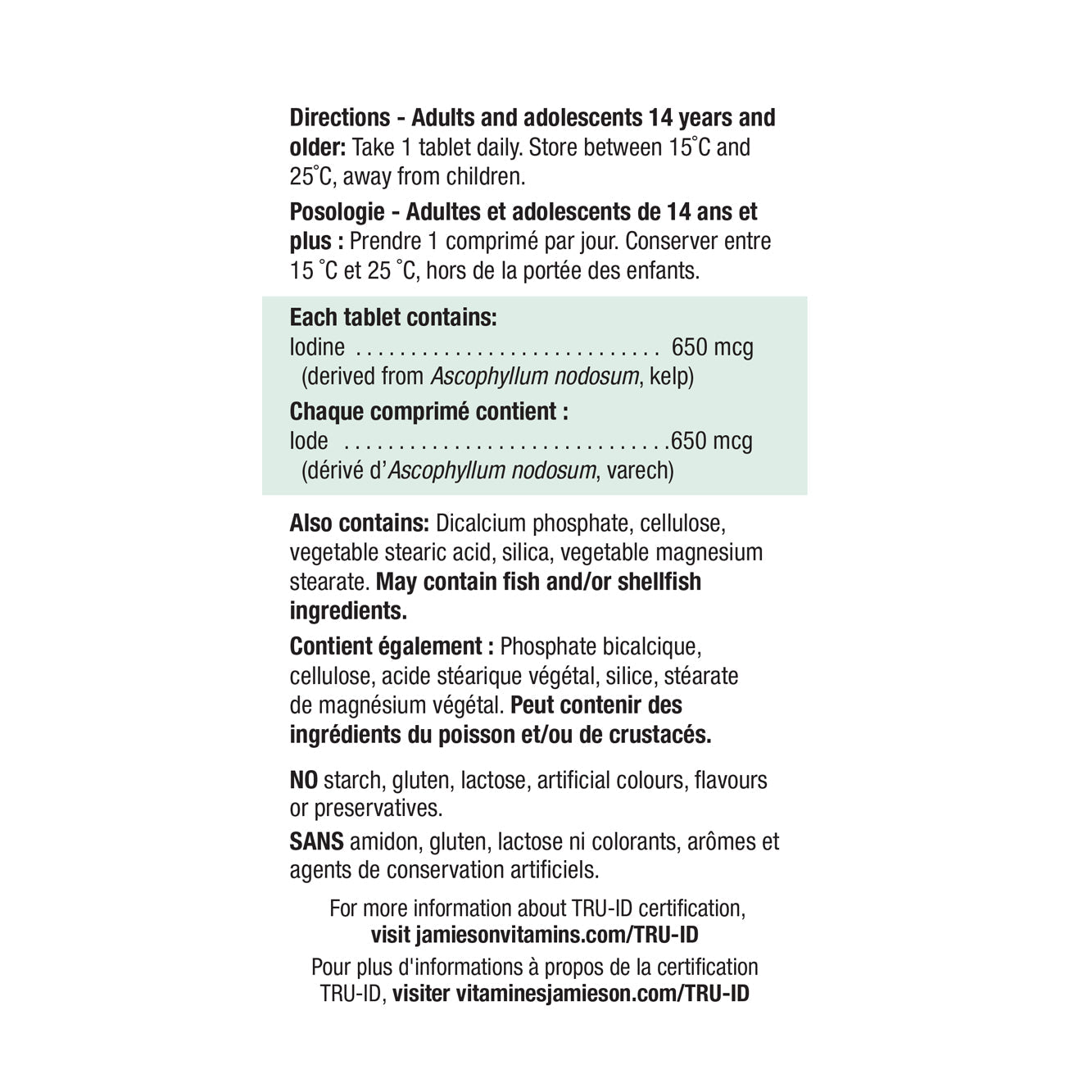 Jamieson, Kelp (Iodine 650mcg), 100 Tablets