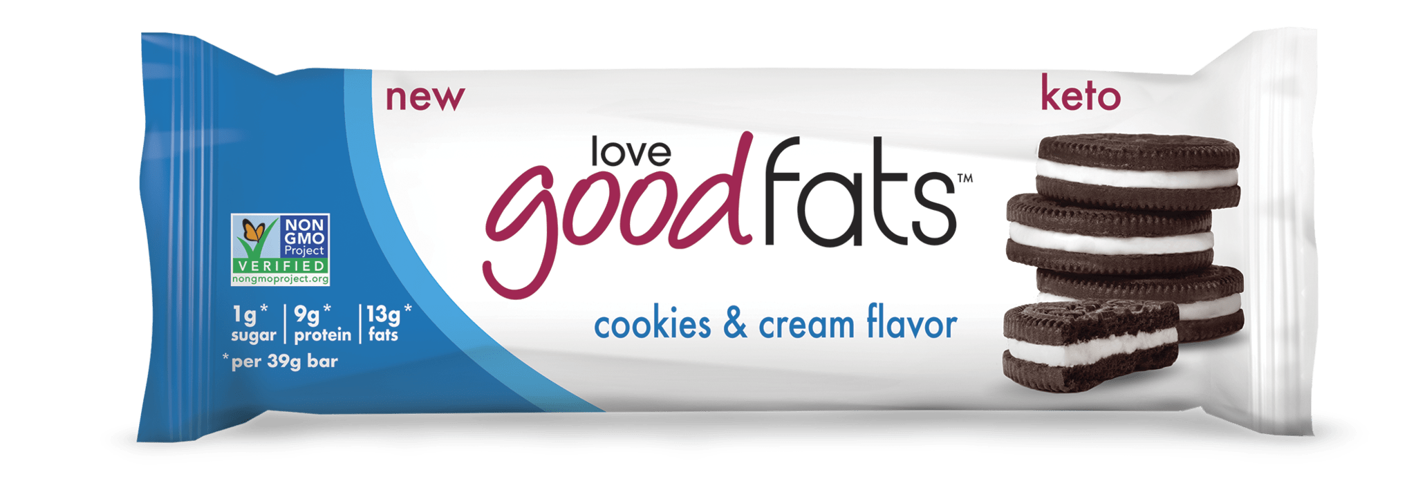 Love Good Fats Cookies & Cream Single Bar