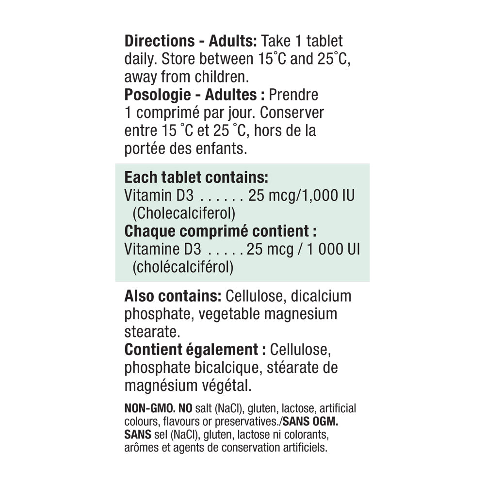Jamieson, Vitamin D3, 1000 IU, 500 Tablets
