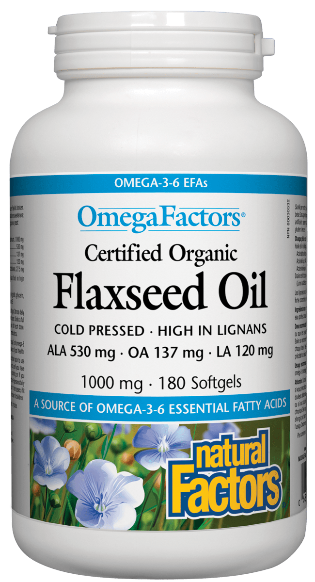 Natural Factors Cold Pressed Flaxseed Oil 1000 mg 180 Softgels