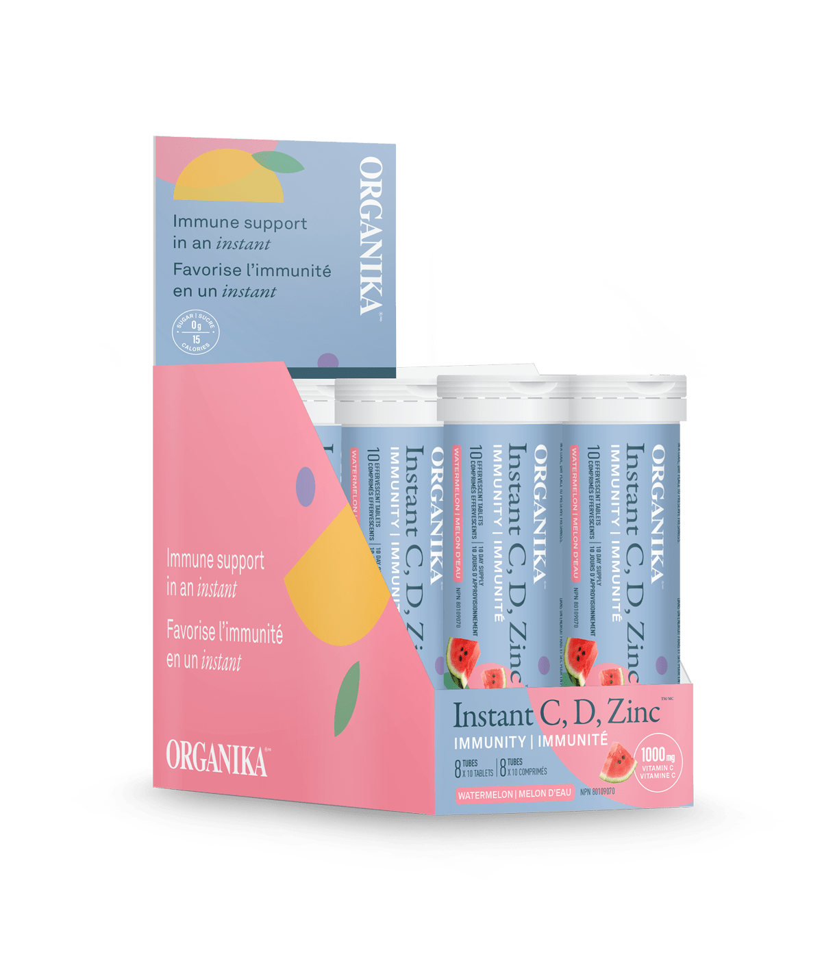Organika Instant C Effervescent Tablets Watermelon Flavor (Box of 8)