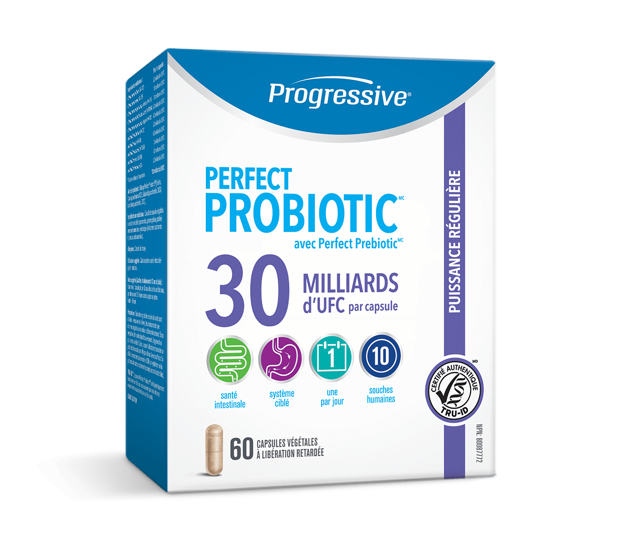 Progressive Perfect Probiotic Regular Strength 30 Billion CFU 60 Capsules