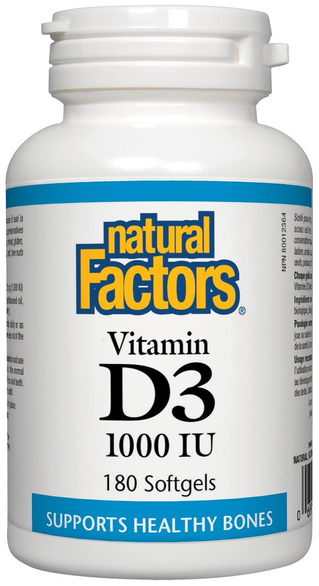 Natural Factors Vitamin D3 1000 IU, 180 Softgels