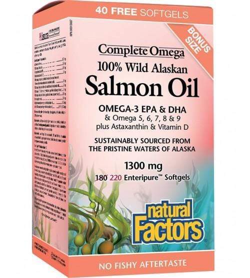 Natural Factors 100% Wild Alaskan Salmon Oil BONUS 220 Softgels