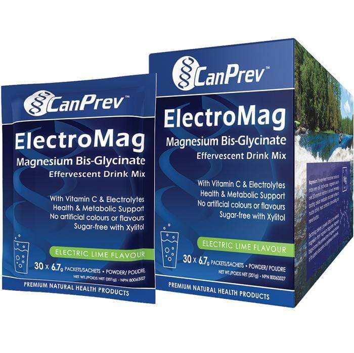 CanPrev ElectroMag Magnesium Bis-Glycinate Effervescent Drink Mix, Electric Lime