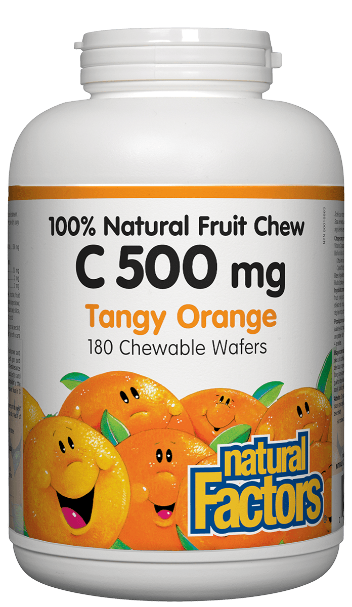 Natural Factors C 500mg Natural Fruit Chews - Tangy Orange Flavour 180 Wafers