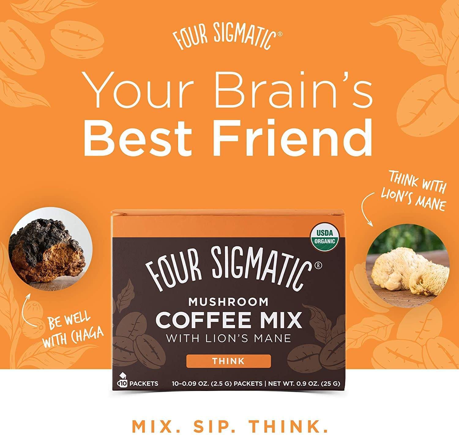 Four Sigmatic Mushroom Coffee Mix with Lion's Mane & Chaga 10 x 2.5 g Packet