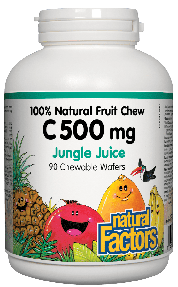 Natural Factors C 500mg Natural Fruit Chews - Jungle Juice Flavour 90 Wafers