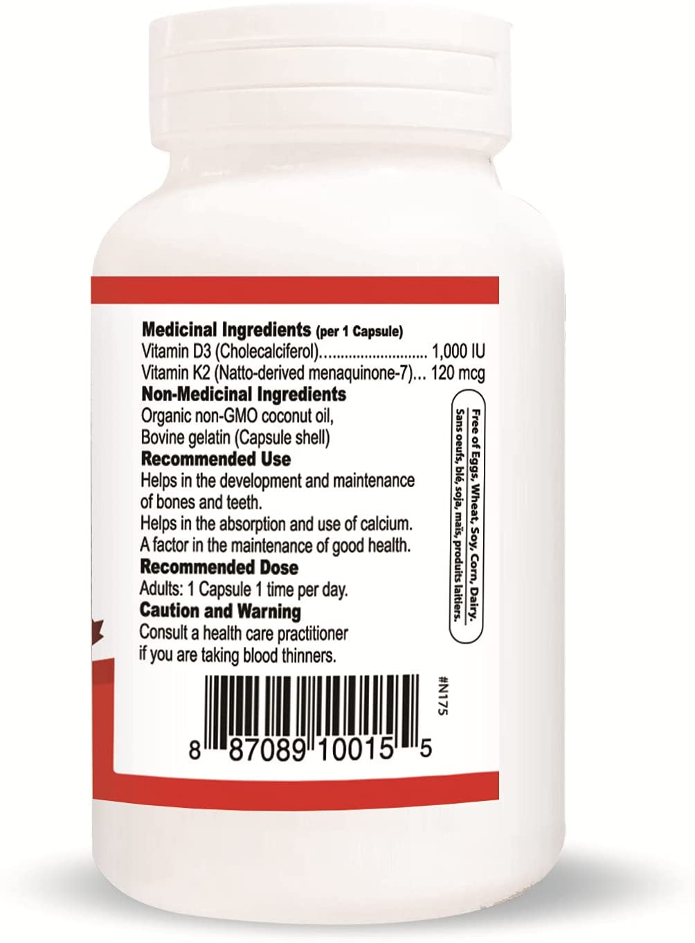 Nutridom Premium Vitamin D3+K2 120 Softgels