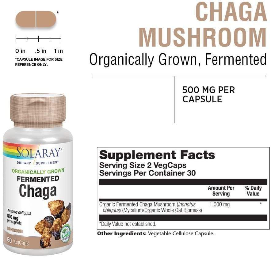 Solaray Organically Grown Chaga Mushroom 500 mg 60 V-Caps