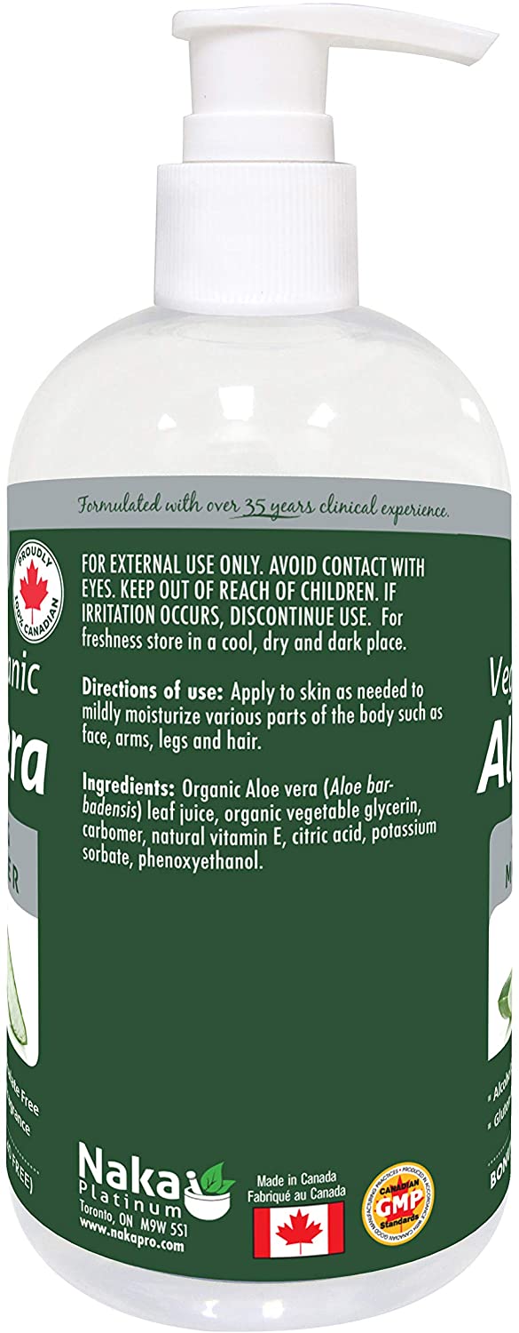 Naka Platinum Vegan+Organic Aloe Gel 99% PURE, 340 ml