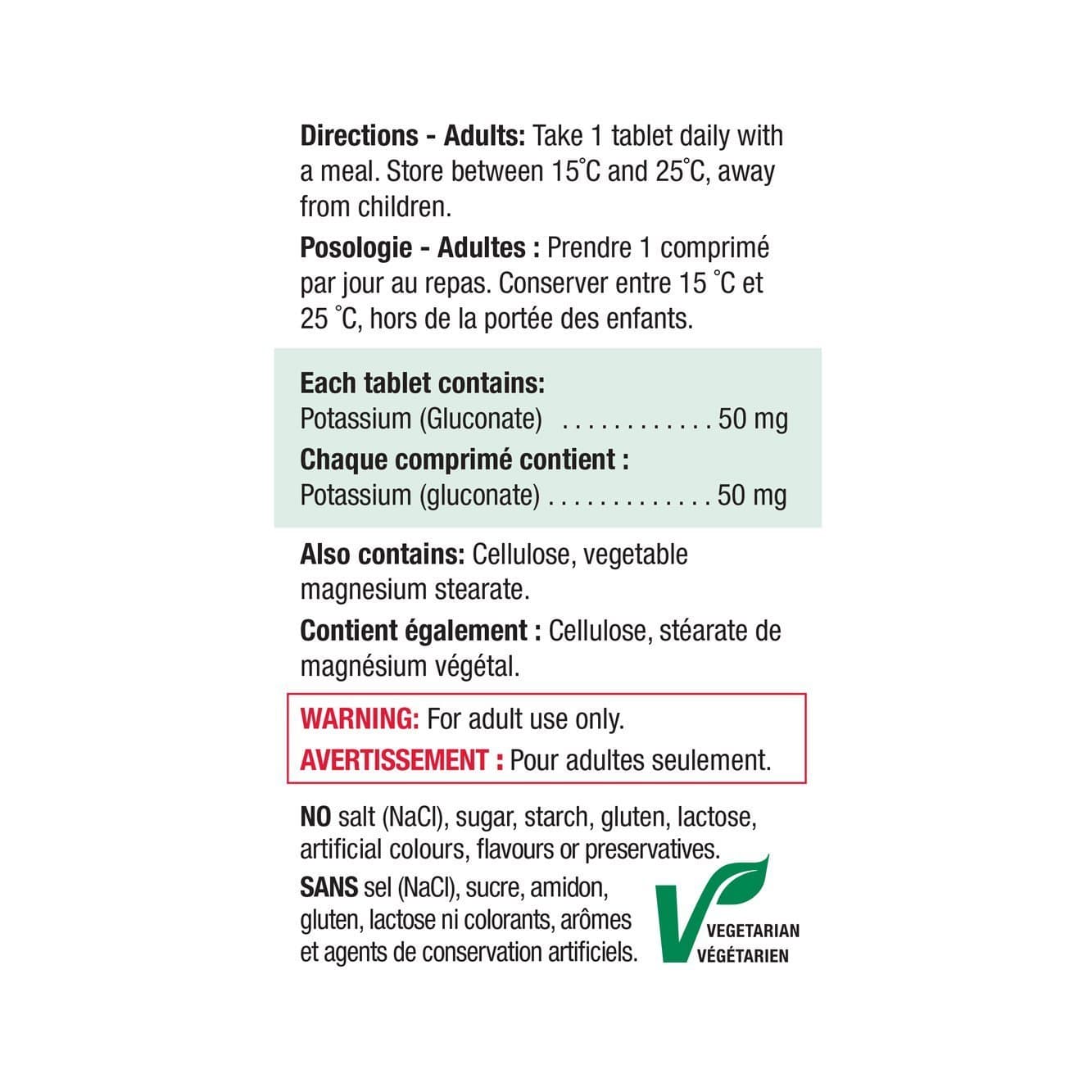 Jamieson Potassium 50 mg 100 Tablets