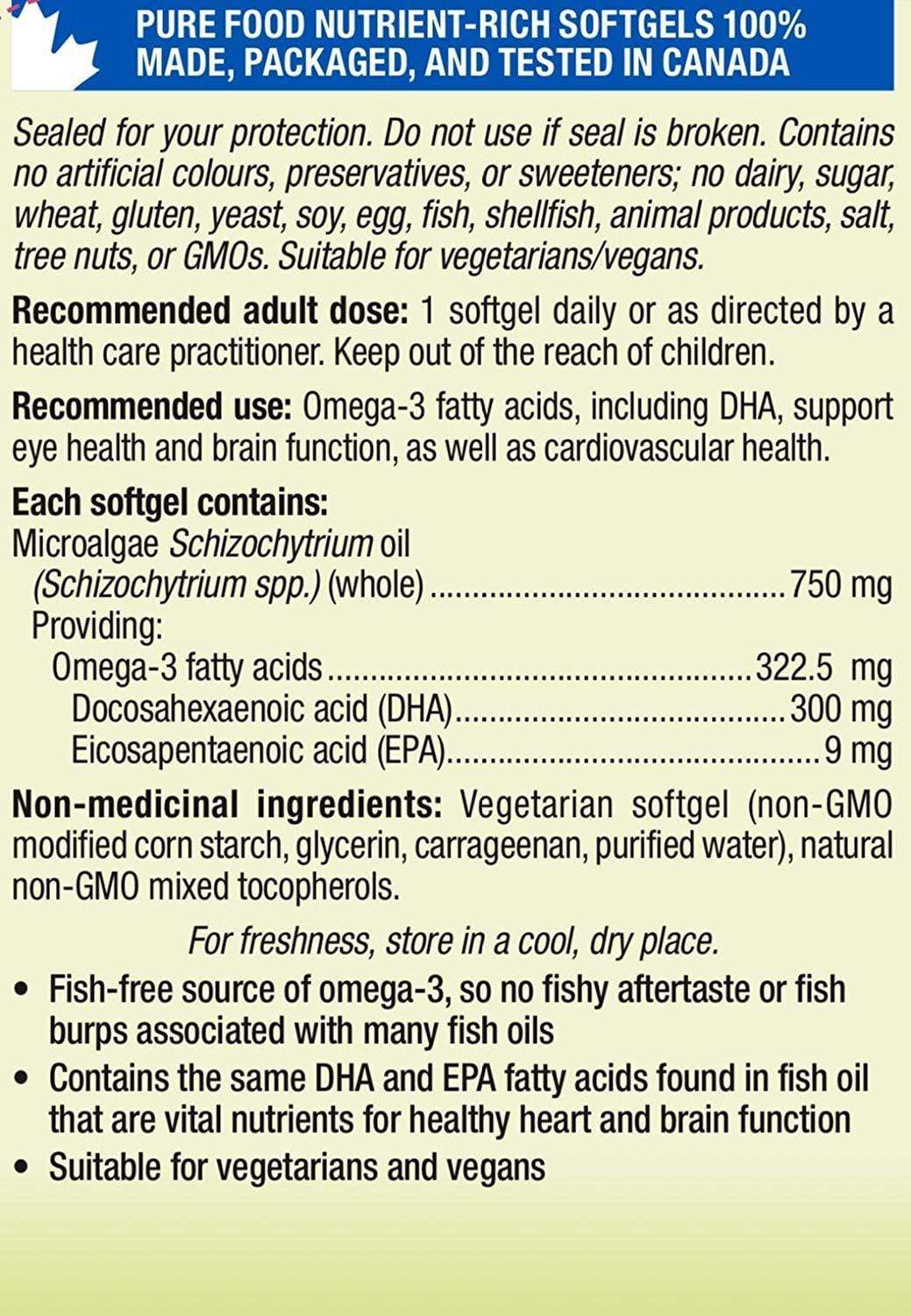 Whole Earth and Sea Marine DHA Vegan Omega-3 300 mg DHA 30 Softgels