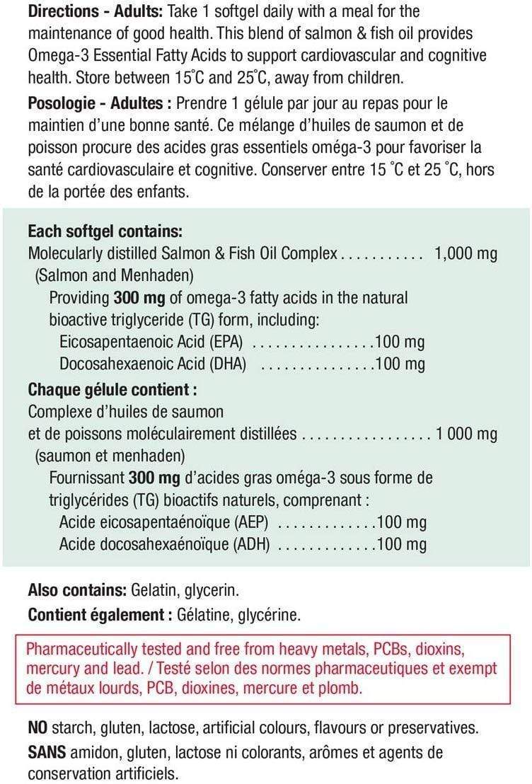 Jamieson Salmon & Fish Oils Omega-3 1000mg, 150+50 Softgels