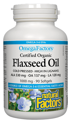 Natural Factors OmegaFactors‚Äö Certified Organic Flaxseed Oil 1000 mg