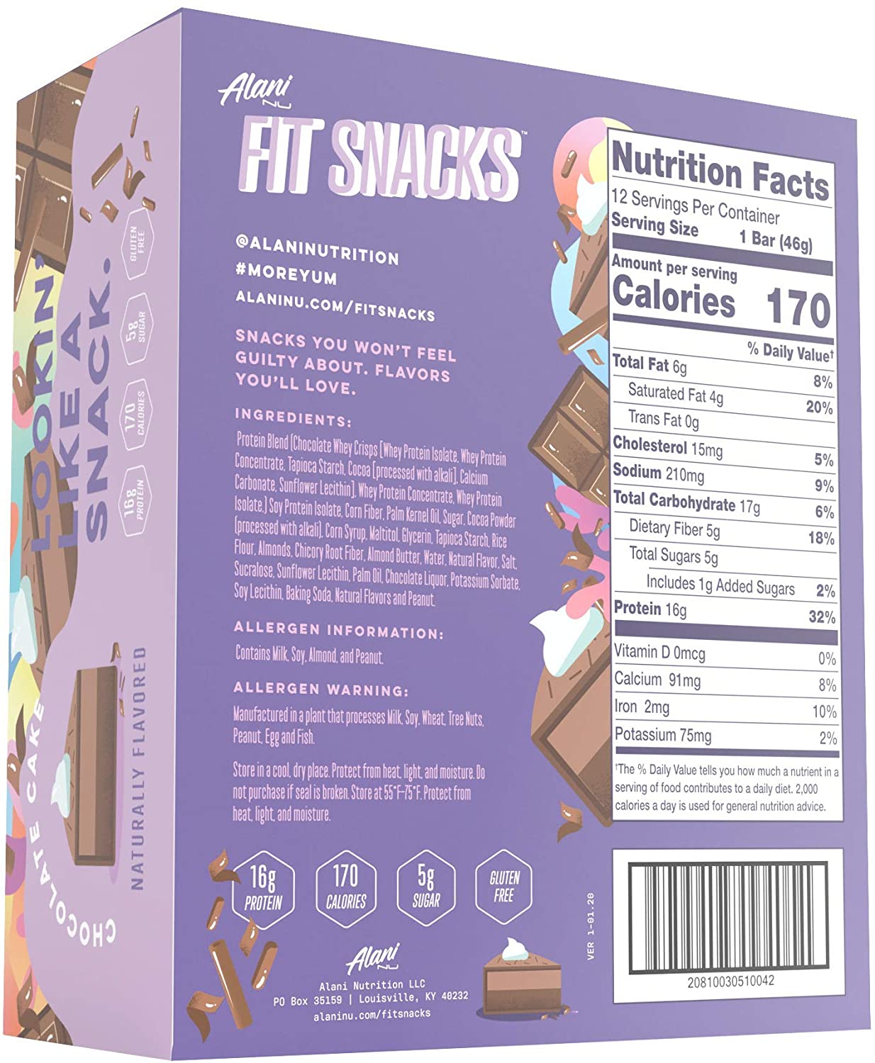 Alani Nu Fit Snacks Protein Bar - Chocolate Cake