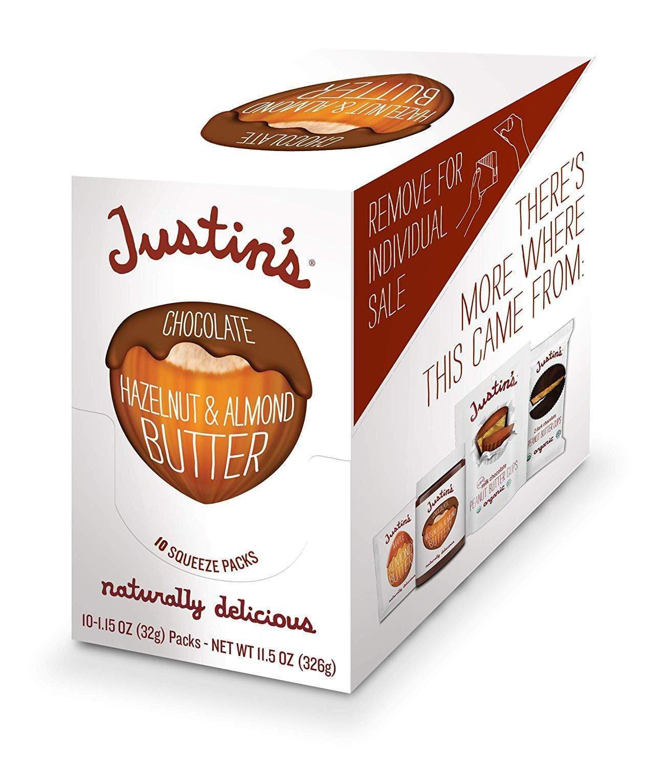 Justin's Chocolate Hazelnut Almond Butter 10 x 32 g Squeeze Packs