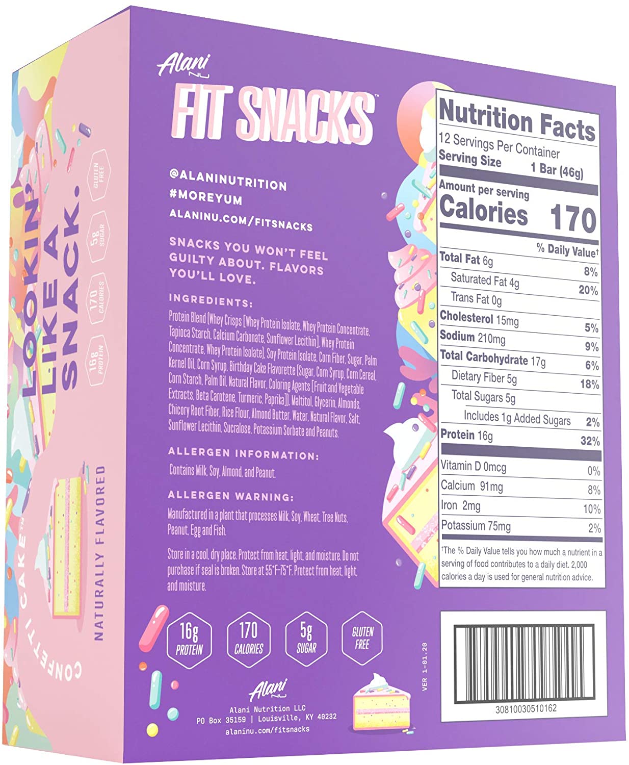 Alani Nu Fit Snacks Protein Bar - Confetti Cake