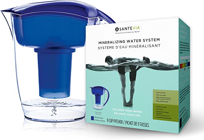 Santevia, Alkaline Water Pitcher Filter, Blue, 9-Cup