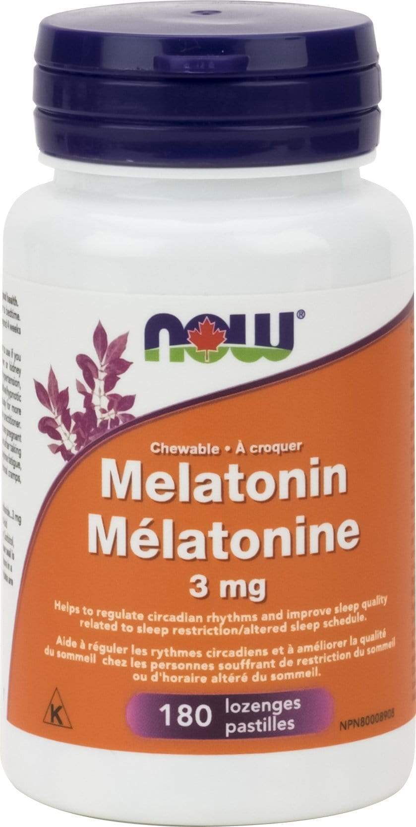 NOW Melatonin 3 mg + B-6 Peppermint Chew 180's