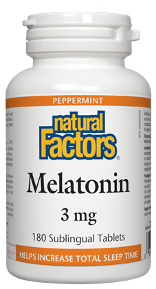 Natural Factors Melatonin 3 mg, Peppermint 180 Sublingual Tablets