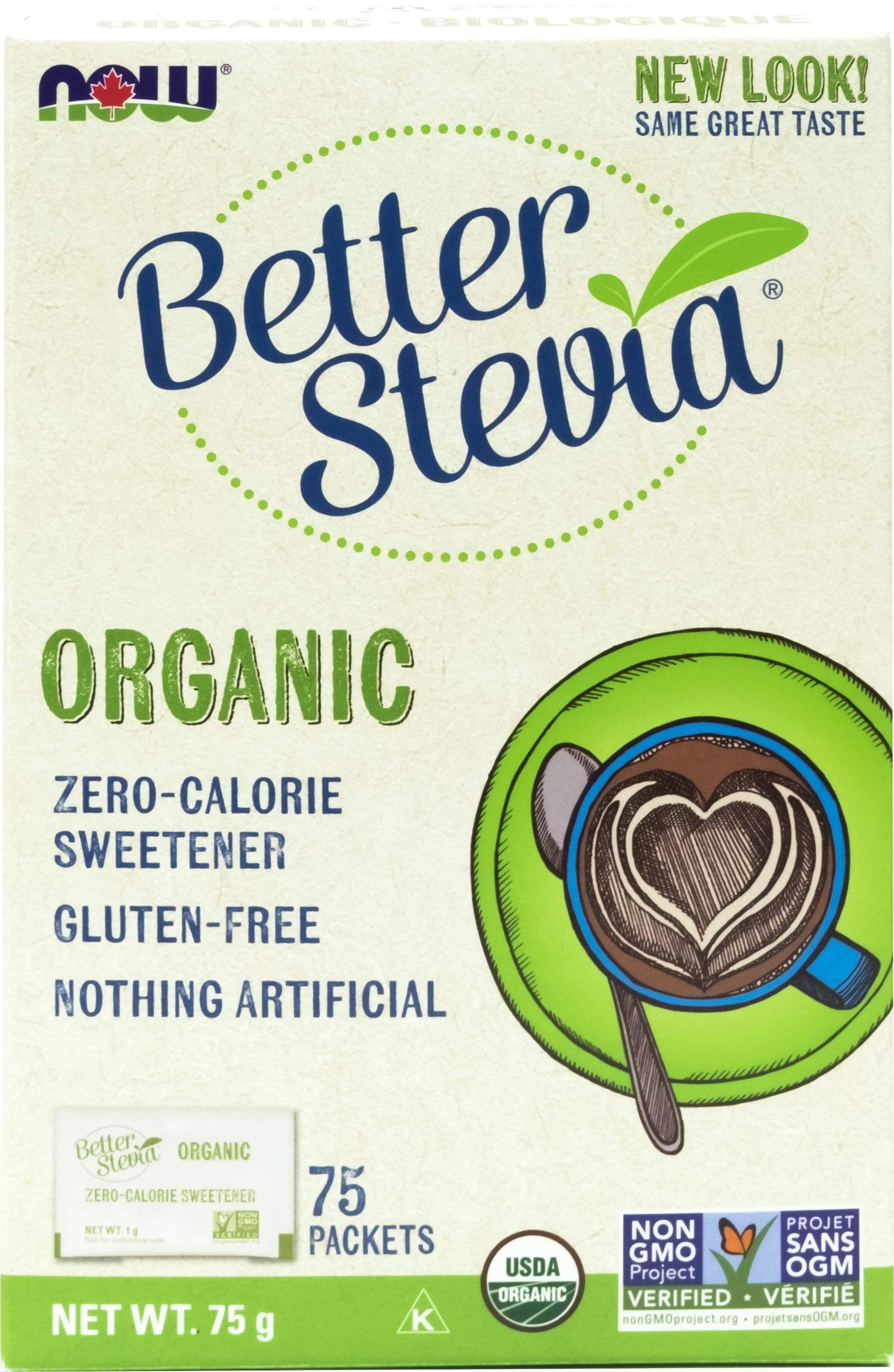 NOW, Organic BetterStevia With Inulin, 75 Packets