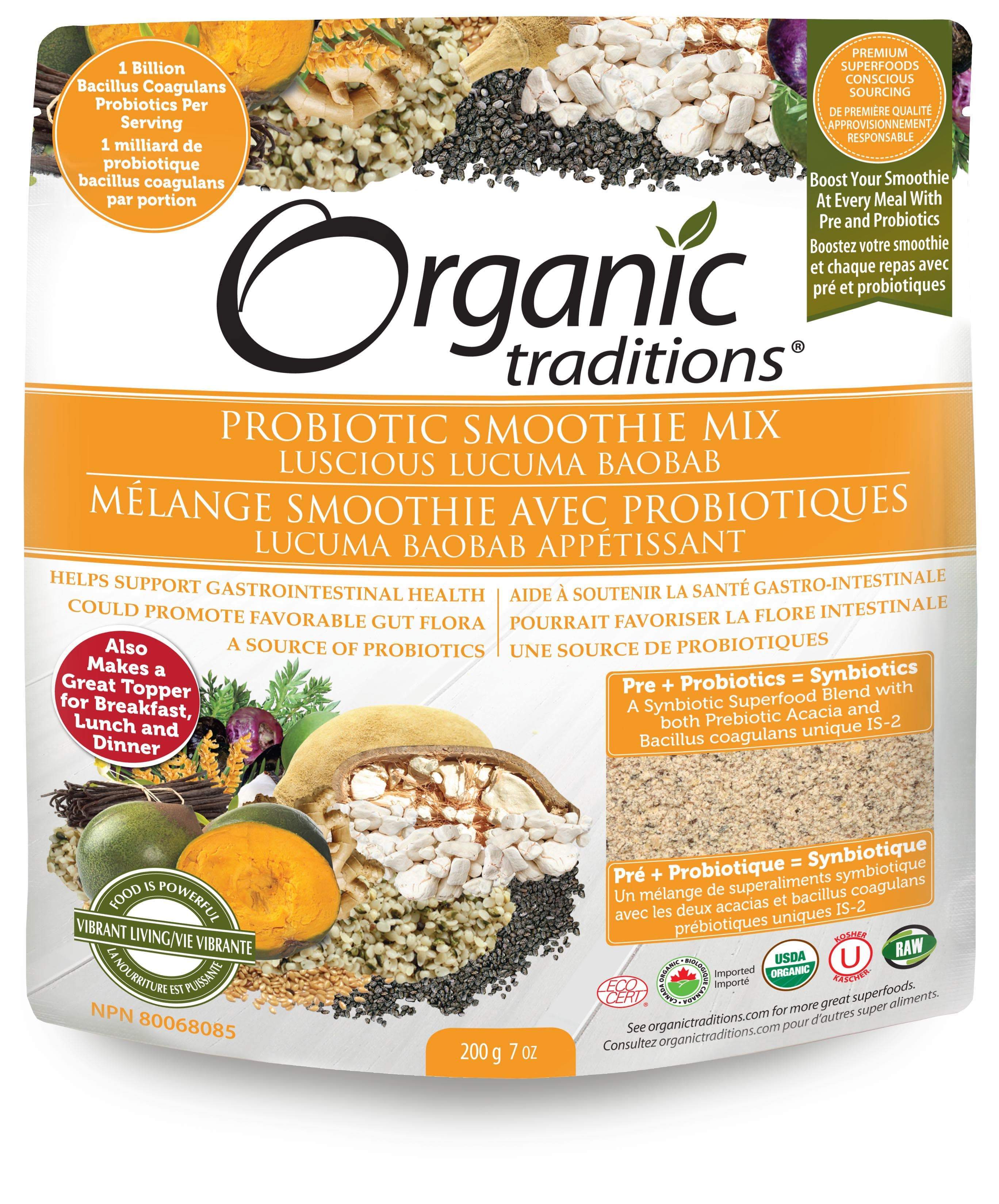 Organic Traditions Probiotic Smoothie Mix Luscious Lucuma Baobab