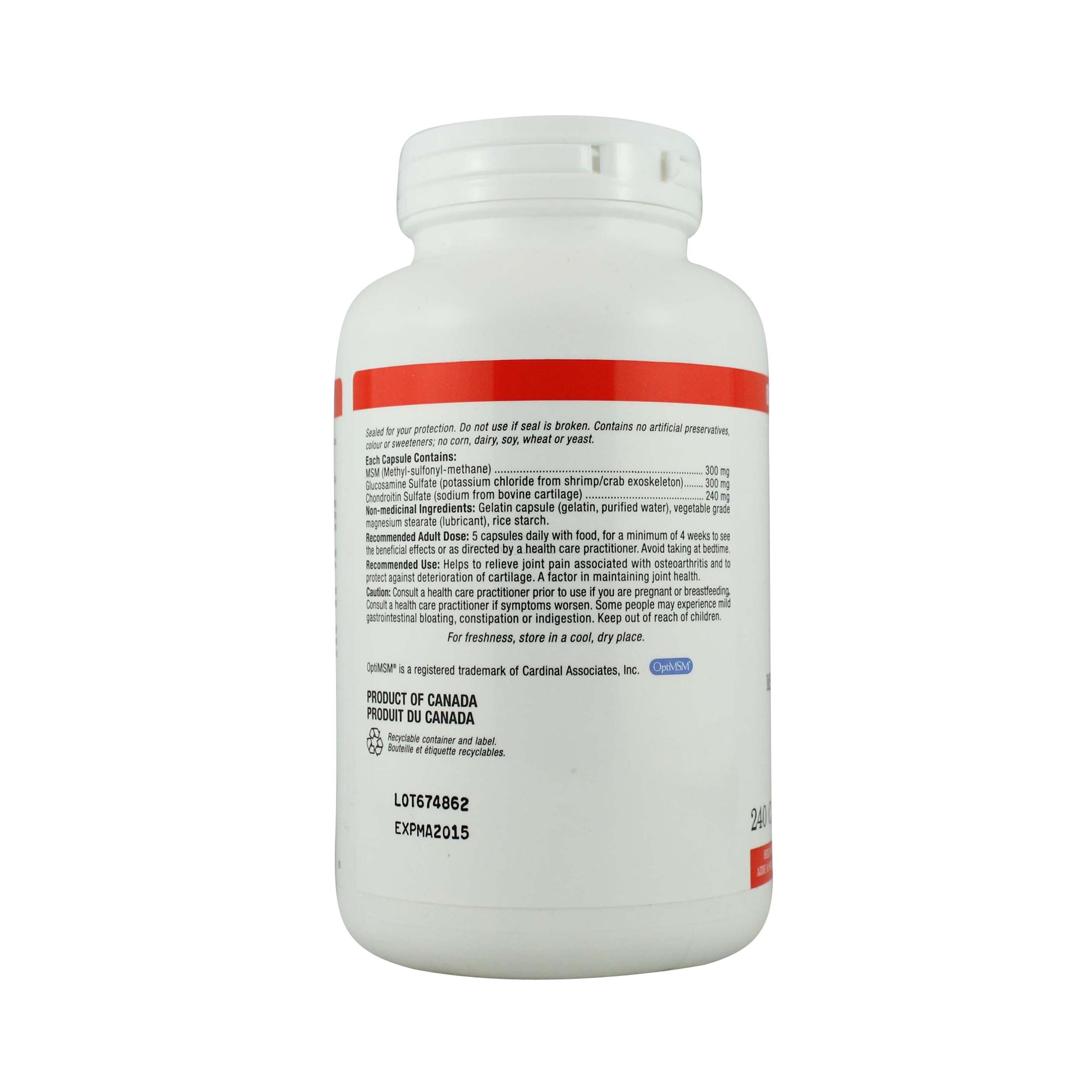 Natural Factors MSM Joint Formula Bonus Size 240 Capsules