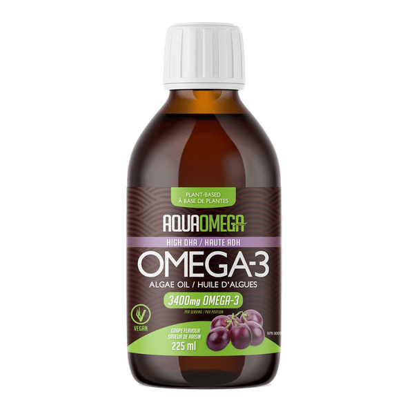 AquaOmega, Plant-Based Omega-3 High DHA, 3400mg, Grape, 225 mL