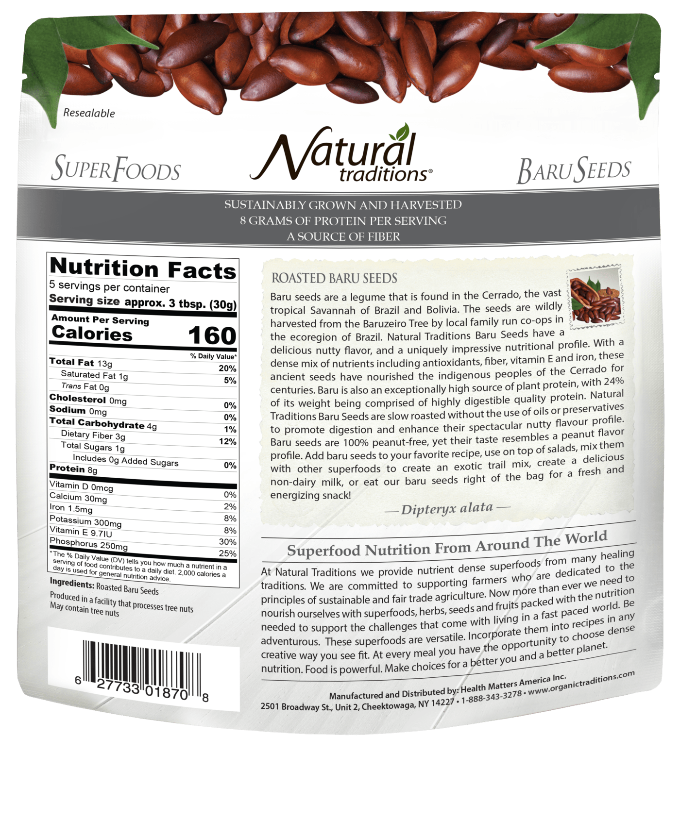 Natural Traditions Roasted Baru Seeds 150 g