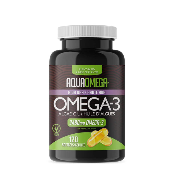 AquaOmega Plant-Based High DHA Omega-3 Algae Oil Softgels