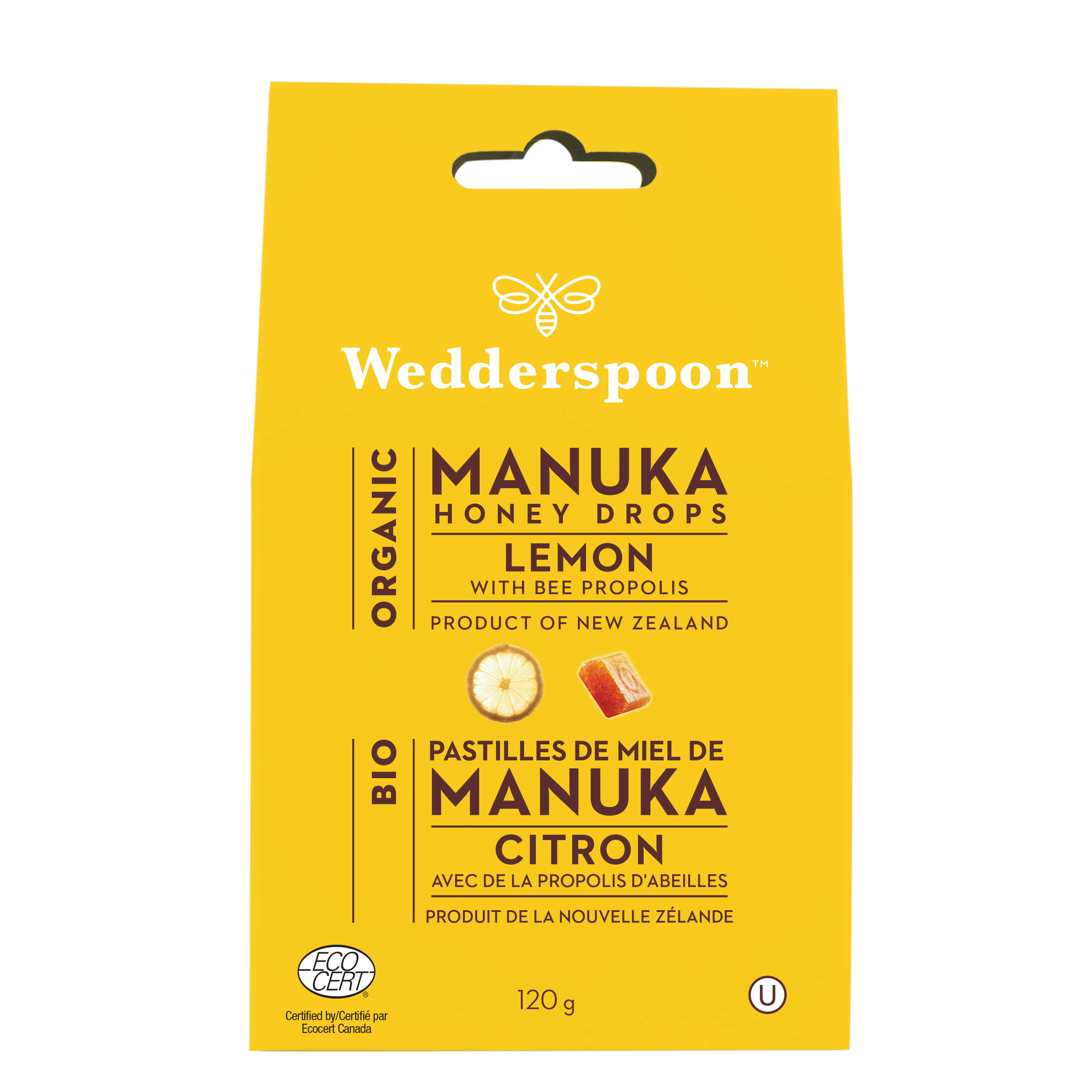 Wedderspoon Organic Manuka Honey Drops Lemon Flavor