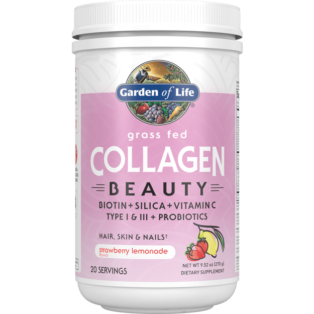 Garden of Life Grass Fed Collagen Beauty Powder Strawberry Lemonade Flavor