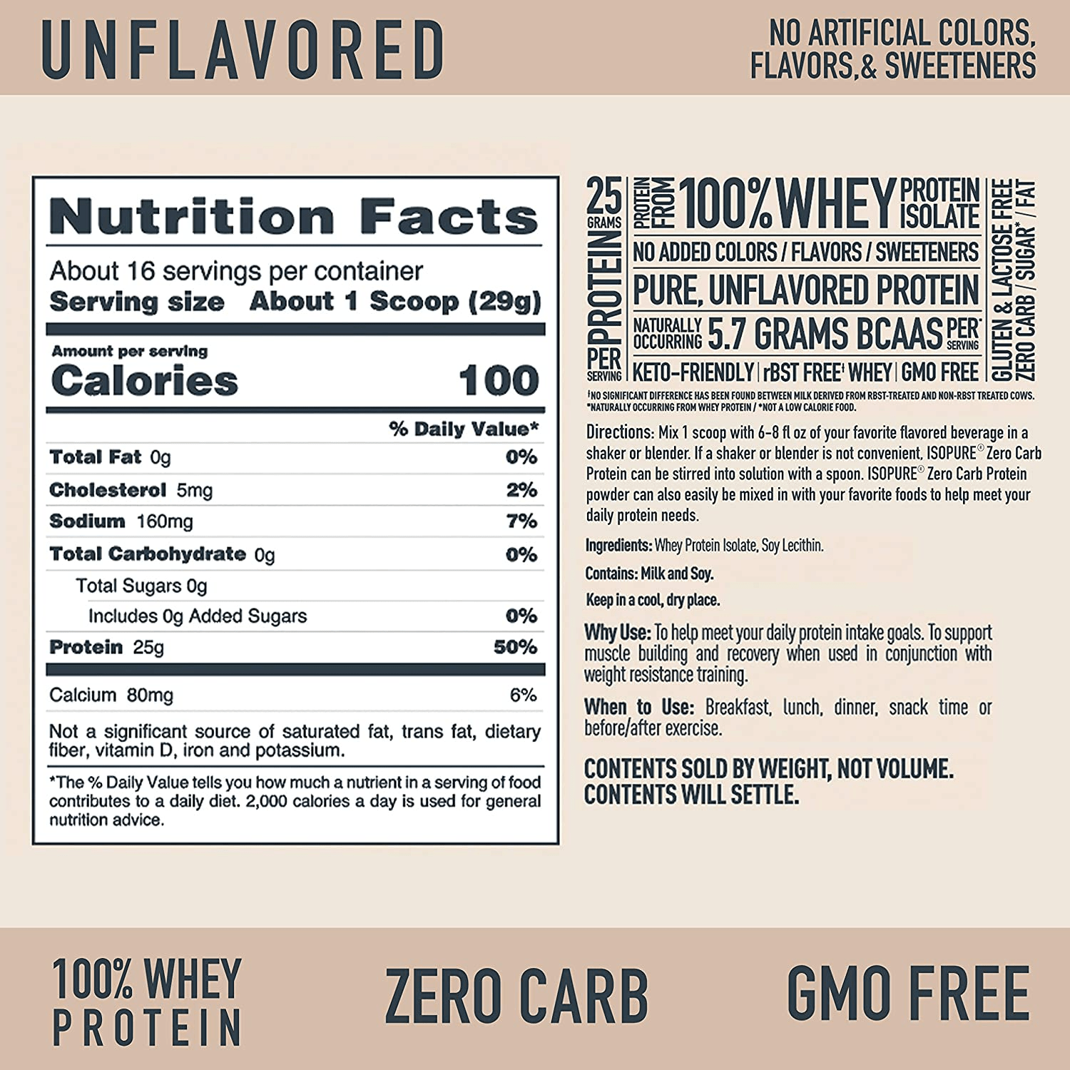 ISOPURE Zero Carb Protein Powder, Unflavoured