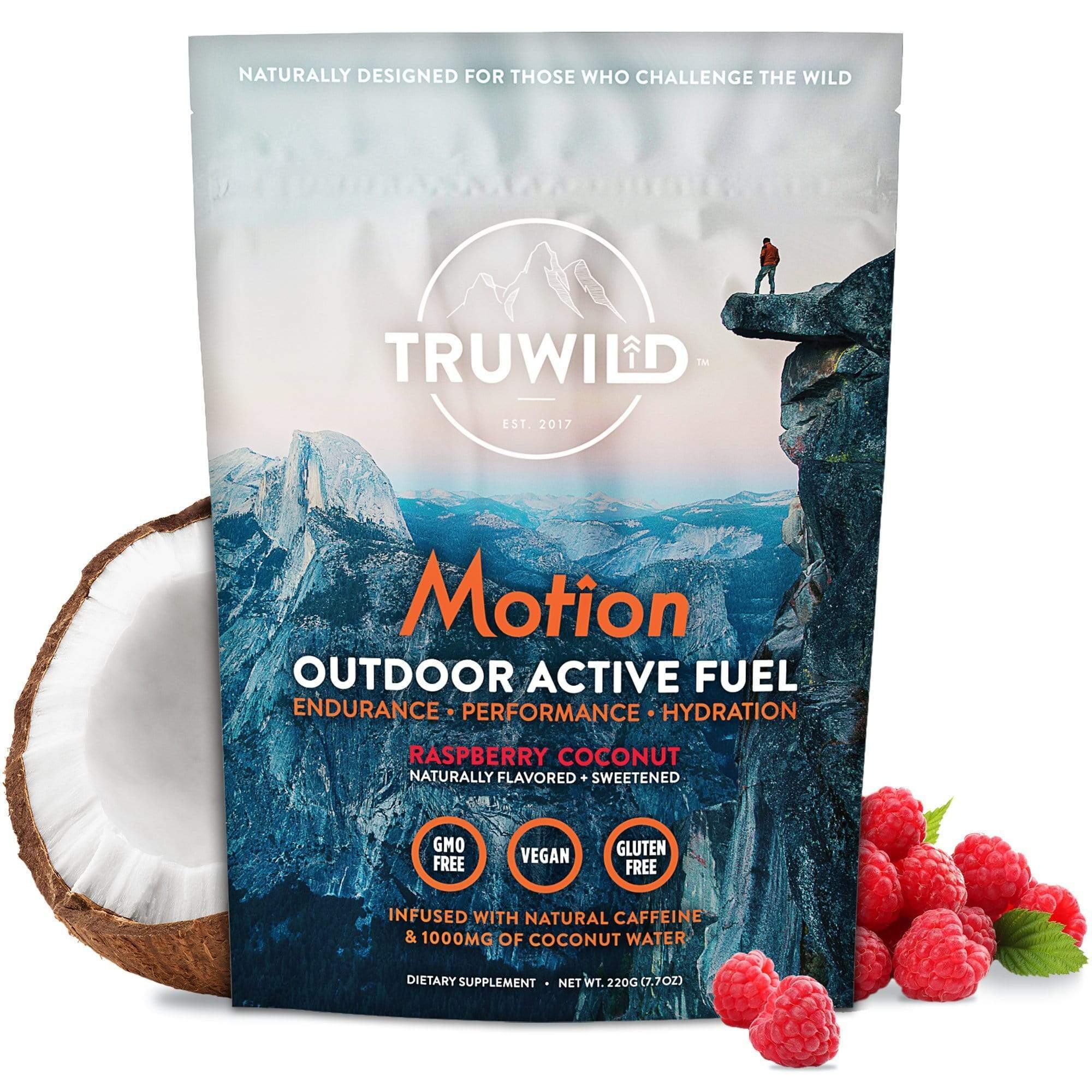 Truwild Motion Natural Energy Raspberry Coconut 20 Servings