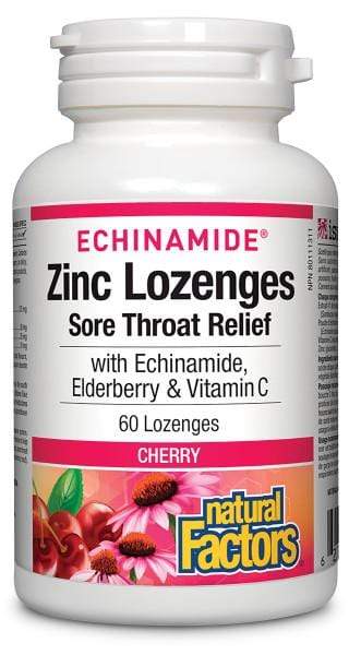 Natural Factors Zinc Lozenges with Echinamide, Elderberry & Vitamin C - Cherry