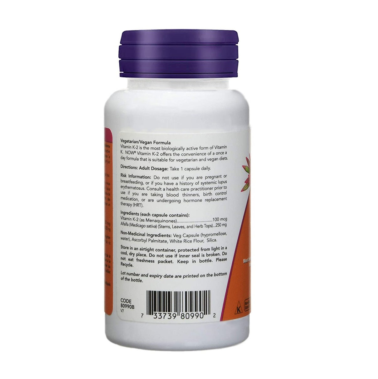 Now Foods, Vitamin K-2, 100mcg, 100 Veg Capsules