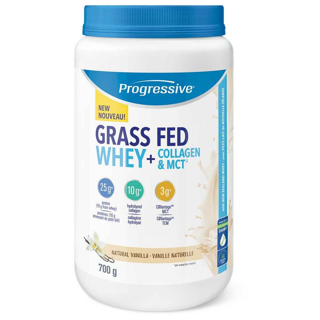 Progressive Grass Fed Whey + Collagen & MCT, Vanilla