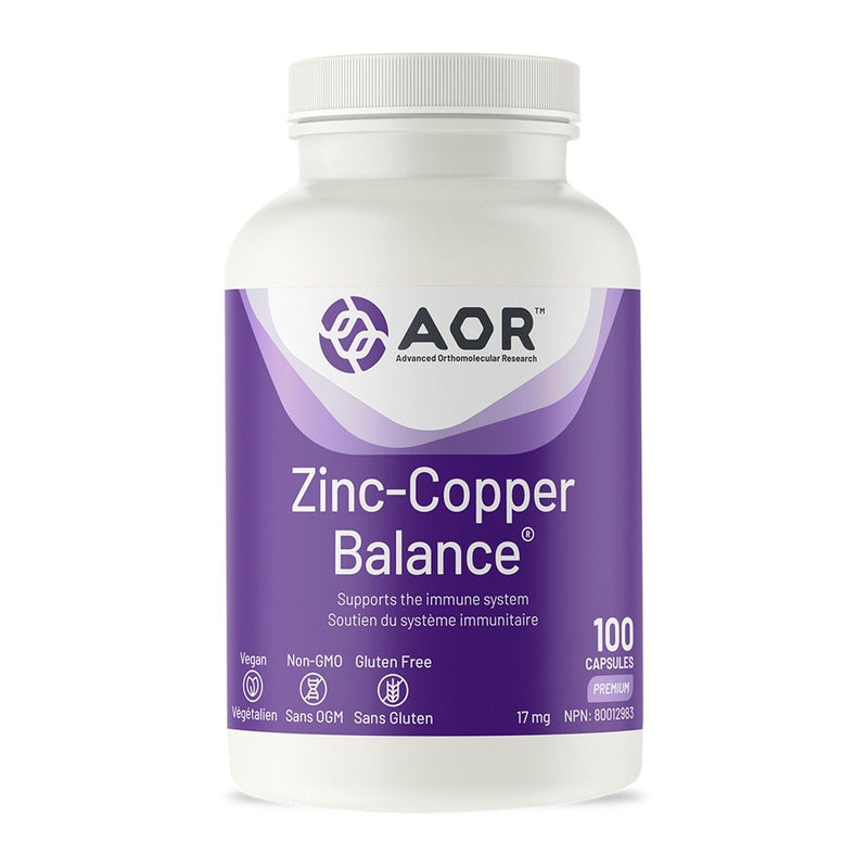 AOR, Zinc-Copper Balance, 17mg, 100 Veg Capsules