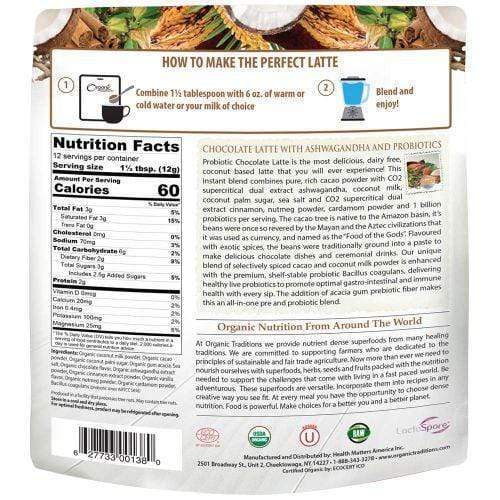 Organic Traditions Chocolate Latte with Ashwagandha and Probiotics 150 g