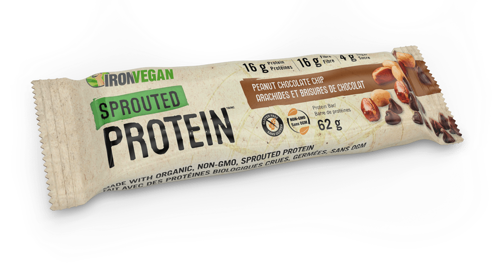 Iron Vegan Sprouted Protein Bar Peanut Chocolate Chip