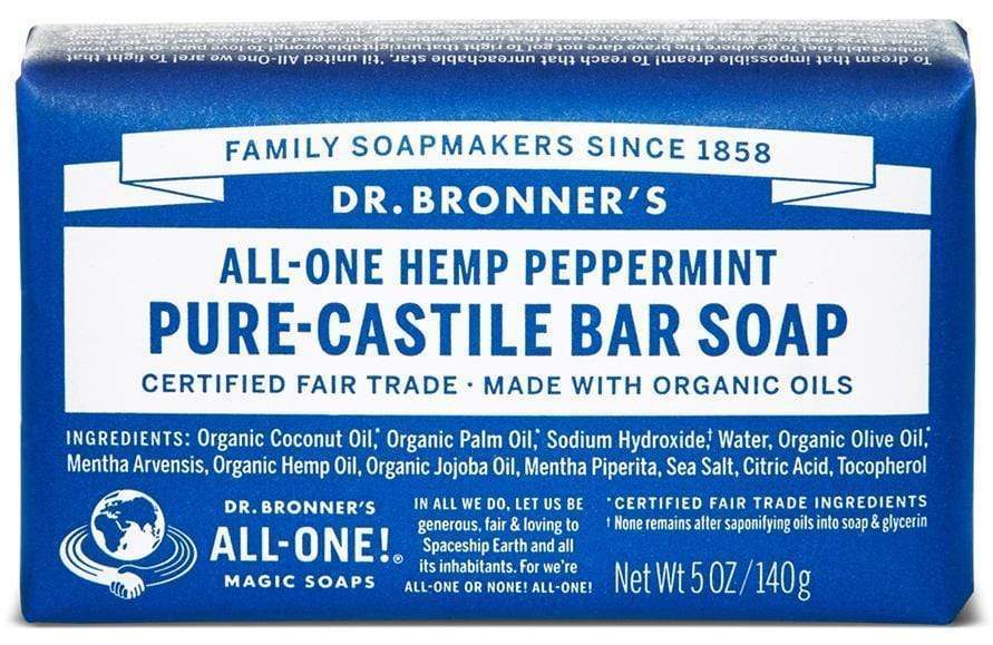 Dr. Bronner's, Pure-Castile Bar Soap, Peppermint, 140g (5Oz)