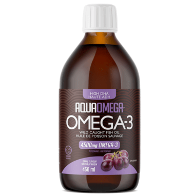 AquaOmega, High DHA Omega-3, 4500mg, Grape, 450mL