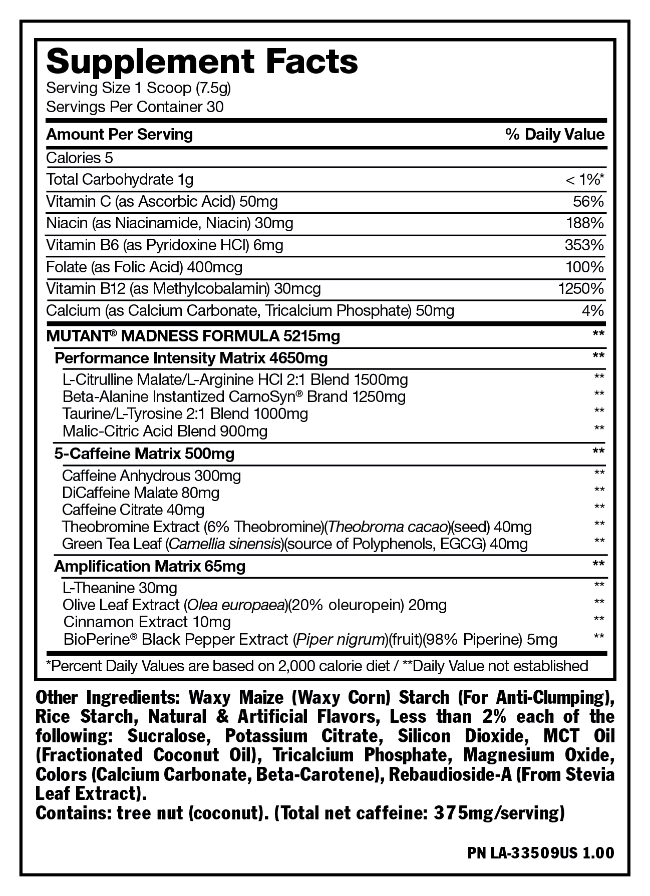 Mutant Madness Pre-Workout Supplement, Sweet Iced Tea, 225 g