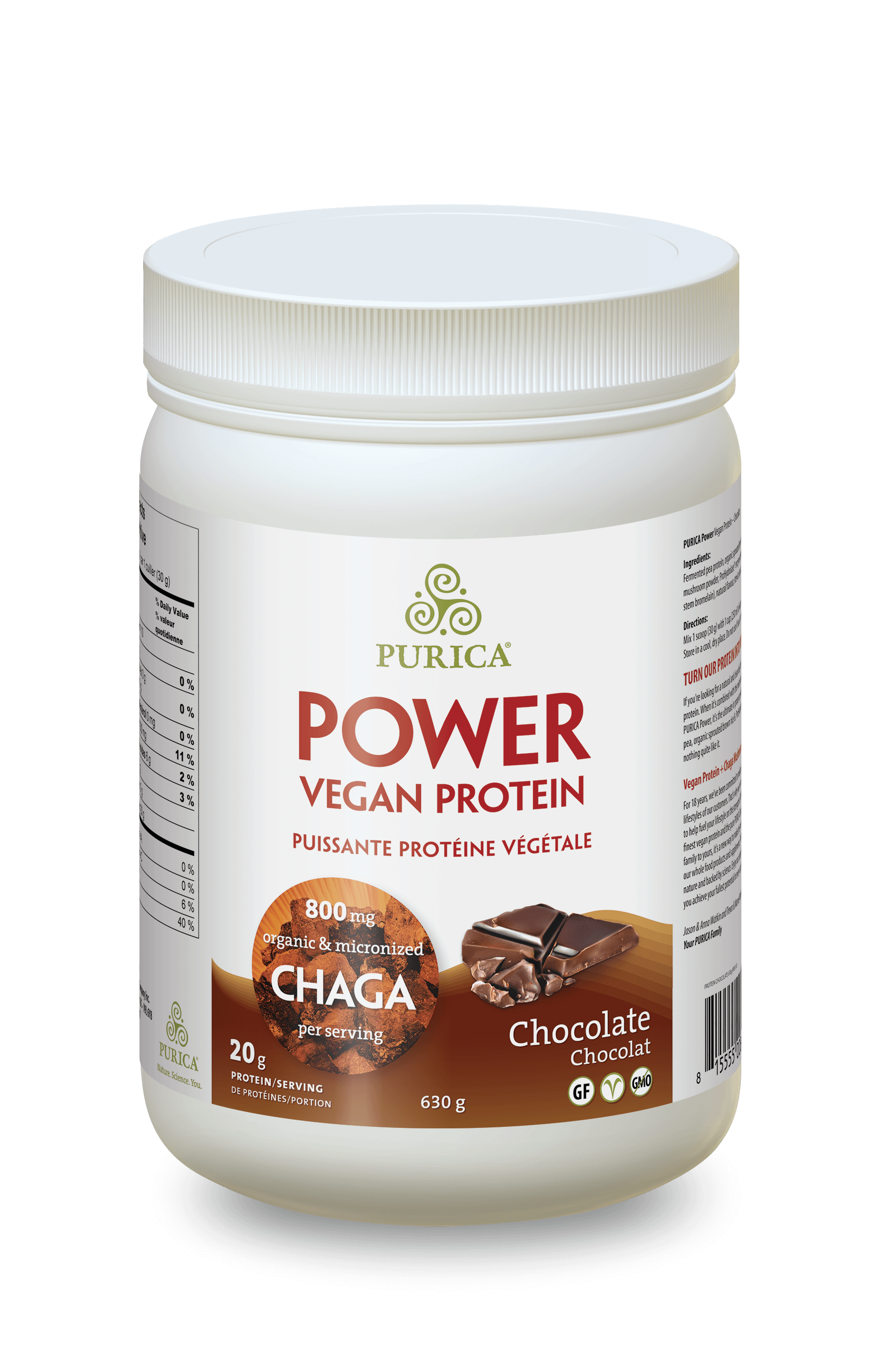 Purica Power Vegan Protein with Chaga Chocolate 630 g