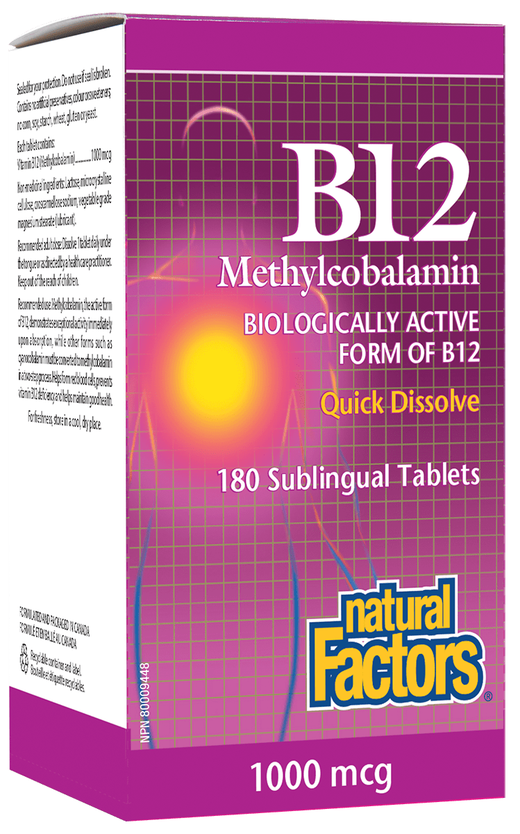 Natural Factors B12 Methylcobalamin 1000 mcg 180 Tablets